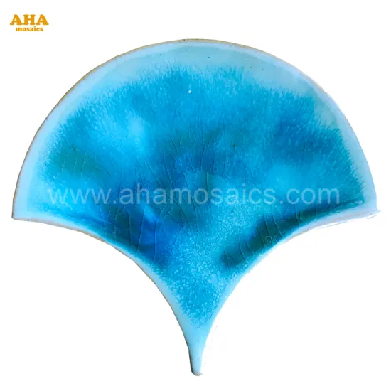 Aurora Blue 3D Fishscale Shape Ceramic Mosaic Tile
