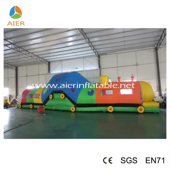 Fun PVC material Inflatable train obstacle castle for kids