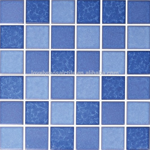 cheap blue kiln change glossy glazed ceramic mosaic tiles porcelain for pool washroom wall 48*48mm