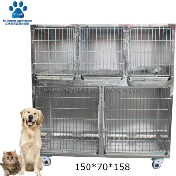 Veterinary stainless steel pet cage 5 Rooms Design for animal hospital