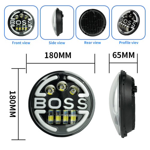 LiuHJG BOSS 7 Inch Round Motorcycle Led Headlight with H4 for Harley