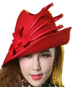 Fancy Women Wool Felt Fedora Hat For Winter