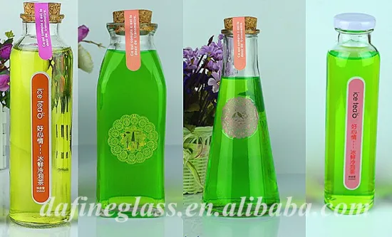 clear beverage juice glass bottles wishing glass jar with cork/tin cap