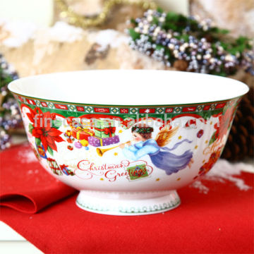 9 Inches New Bone China Christmas Salad Bowl
