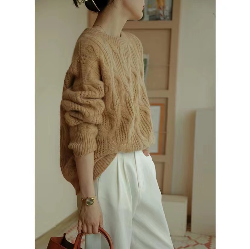 Heavy pullover thick pure cashmere sweater