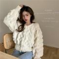 women's puff sleeve knitted top