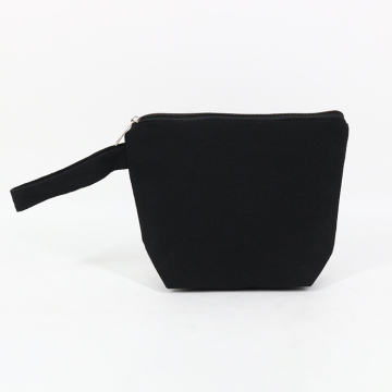 Wholesale Eco-Friendly Organic Cotton Canvas Makeup Pouch - Black