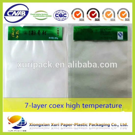 client DAOXIANGCUN 7 layer co extrusion high temperature retort pouch for ZONGZI