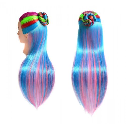 COLORFUL SYNTHETIC FIBER TRAINING MANNEQUIN HEAD FOR HAIRDRESSING CUTTING,BRAIDING,STYLING