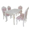 Mesa de comedor de madera maciza floral rosa