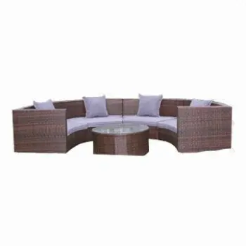 Modern synthetic rattan lounge bed with powder coating, aluminum frame and waterproof cushion