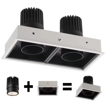 Black 3 Head Recessed 6 Inch 8W LED Downlight - New Design 6000K