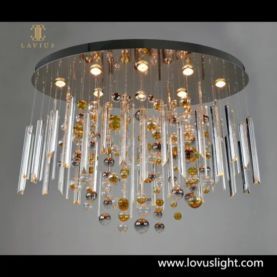 Light luxury custom villa chandeliers Villa living room bedroom kitchen modern custom chandeliers Yellow and silver chandeliers