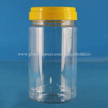 1L plastic clear PET jar bottle with colorful caps