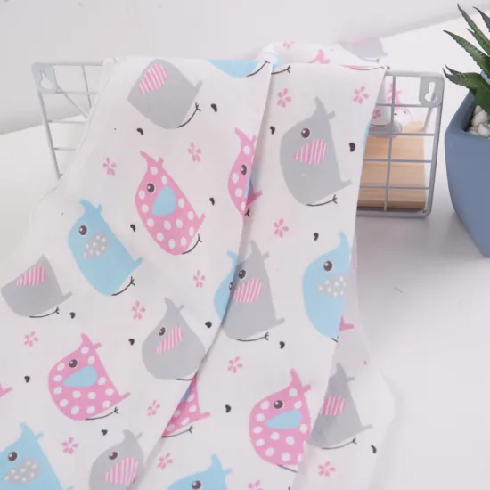 China Suppliers Custom Printed 100% Cotton Muslin Swaddle Blanket Fabric for Baby