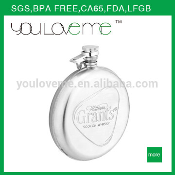 2015 high quality unique style round novelty stainless steel hip flask
