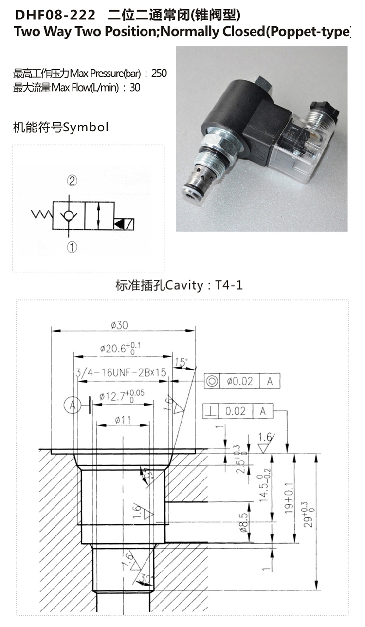 2/2 Solenoid Operated Directional Poppet Valve