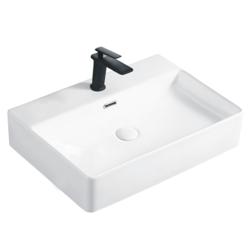 Bacino ceramico rettangolare contropongole con overflow