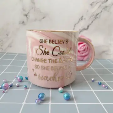 Pink marble glazed with decal mug