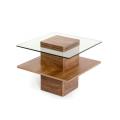 Mid-Century Walnut en Glass End Table