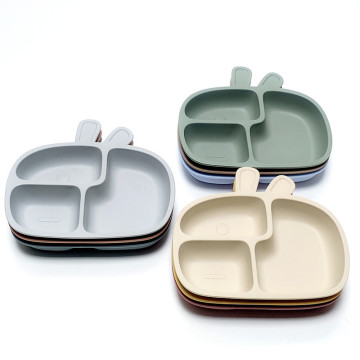 Rabbit-Shaped Silicone Suction Toddler Plate: Portable and Flexible Plate for Baby Snacks and Fruits