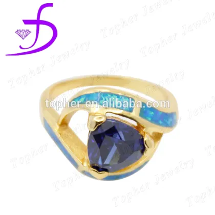 new opal gemstone jewelry gold plated ring