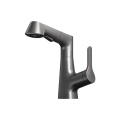 Modern gun grey single handle pull-out basin faucet