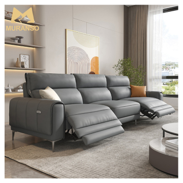Modern L Shape Electric Multifunctional Italian Villa Leather Sofa Set for Living Room