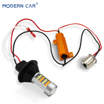 Car DRL LED White Yellow Dual Color Daytime Running Light with Steering CANBUS Decode BA15S 1156 7440 3156 2835-42SMD Headlight