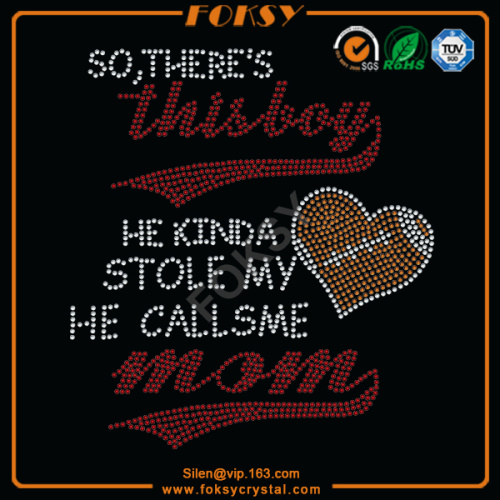 Football Moms iron on crystal appliques