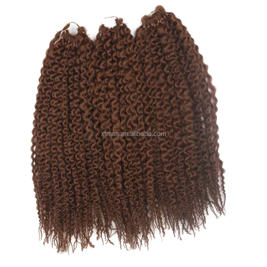 16" 3 pcs/pack Synthetic Braiding Hair Pre loop Island Twists Unraveled Senegalese Twist  Curly Brown Crochet Braids