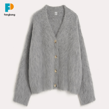 Cardigan lungo accogliente con coperta antivento in morbido grigio