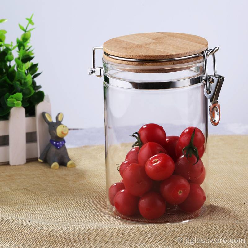 Boîte de rangement en verre avec couvercle à pince