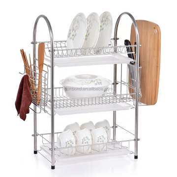 Rak hidangan Dapur Kawat Logam 3 Tier dengan Dulang