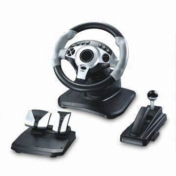 Steering Wheel for Sony's PS2/PS3 Game Consoles, Adjustable Tilting Angle, 180° Steering Angle