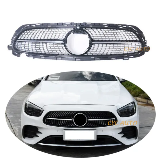 E63 S Look Diamond Style Front Bumper Grille with Camera Hole for Mercedes Benz E CLASS W213 LCI 2020-2022