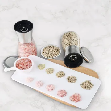 Household Plastic Spice and Herb Mills Stainless Steel Lid Burr Manual Salt and Pepper Grinder