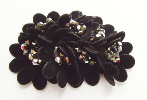 Handmade Bead Bows Flower with Rhinestone for Women Shoe Decoration