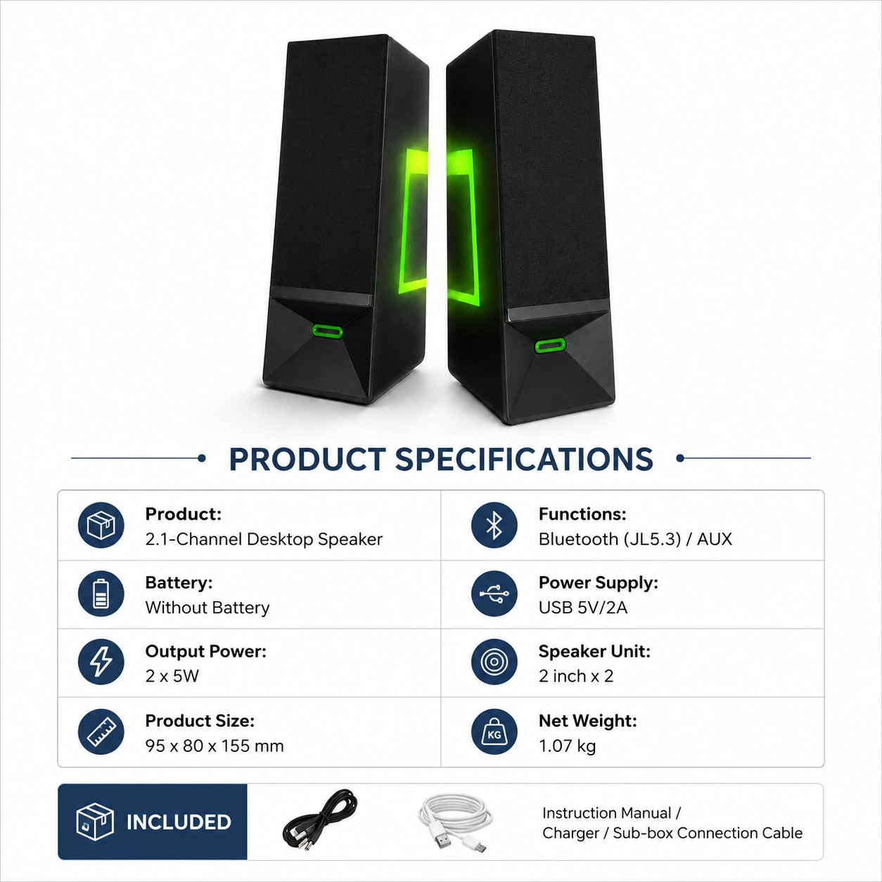 2.1 Channel Desktop Speaker Set