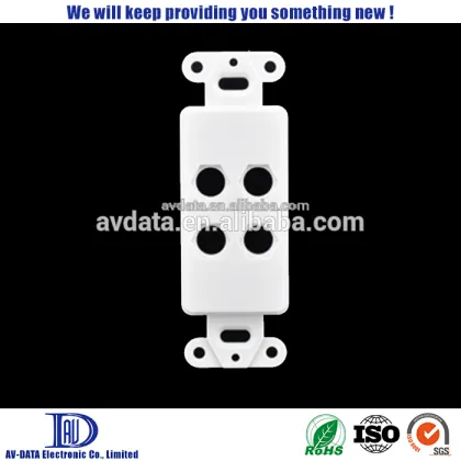 Decora Wall Plate, 4 x F holes, US 1-Gang Decora type