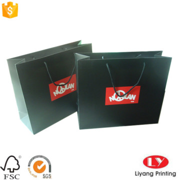 Black matte custom paper gift packaging bag