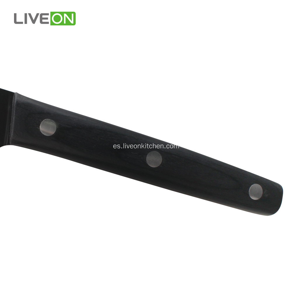 Cuchillo de pelar negro de 3,5 pulgadas con mango de madera