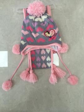 Crianças jacquard tricô inverno chapéu luvas lenço
