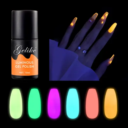 Glow in Dark Fluorescent Gel Polish UV LED Nail Art Kit