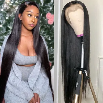 Wholesale Raw Indian high Quality Virgin Soft Straight Human Hair Transparent Full Lace Front Closure Wig For Black Women Stock