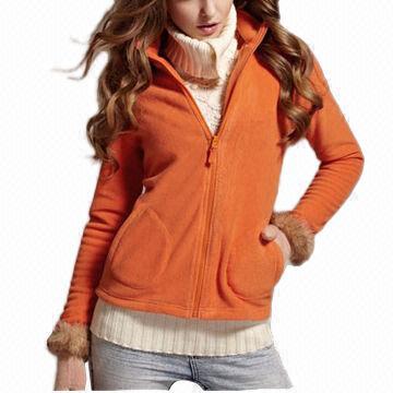 Women's Fleece Jackets with Two-hand Warmer Pockets, Fly Closed and Zipper