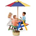 Colorido juego de banco de mesa de patio de madera para niños pequeños del patio trasero