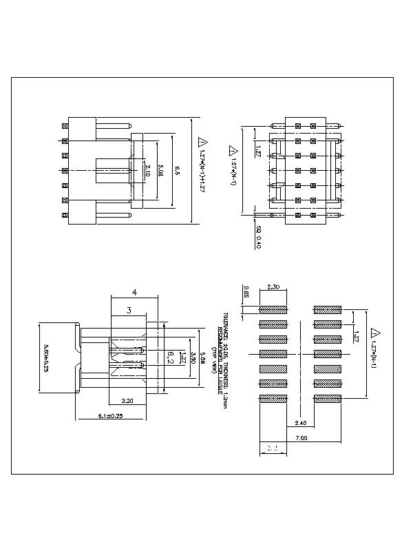 1,27*1,27 mm Box -Header mit Taste, SMT H = 2,54 mm