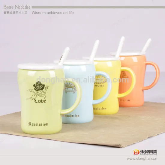 glazed mug with spoon wholesale factory directly made in china.
