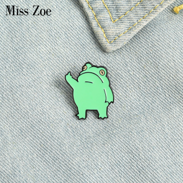 Funny Frog Enamel Pin Custom Cool Animal Brooches Bag Lapel Pin Cartoon Froggy Badge Jewelry Gift for Friends